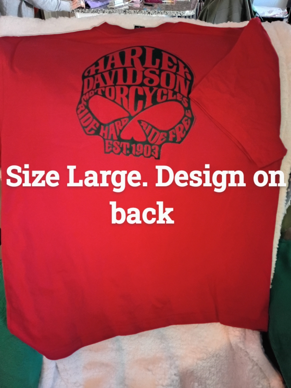 Harley-Davidson Red Crewneck Tee with Branded Neck Tag